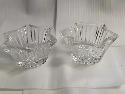 2 MIKASA Diamond Fire 6 Point Star Votive Candle Holder Clear New No Box • $15.99