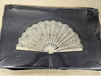 Antique Folding Hand Fan Mother Of Pearl Lace • $495