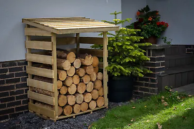 Wooden Log Store Compact 1m X 0.8m Pent Roof Pressure Treated Outdoor Wood Store • £99.99