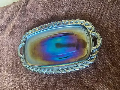 Blue Carnival Glass Butter Dish Indiana Iridescent • $11.99