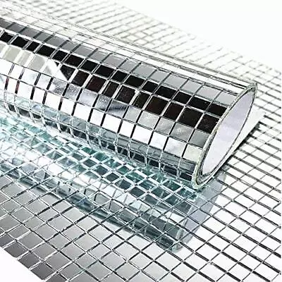 Self Adhesive Real Glass Silver Mirrors Mosaic Tiles Sticker For Craft • $12.71