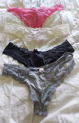 Victoria's Secret G-string Thong Underwear Black White Silver & Pink BNWT Sz M • $29.99