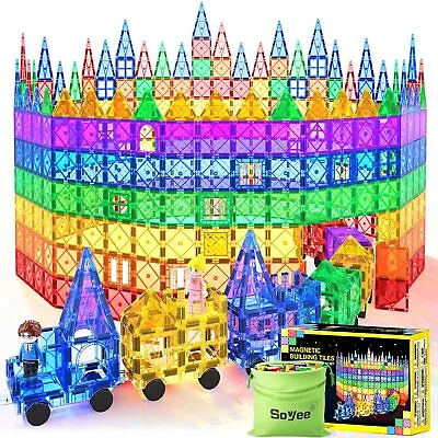 3D Set Magna Tiles Clear Colors Magnetic Building Toy Magnet Blocks Kids 78 Pcs • $52.99