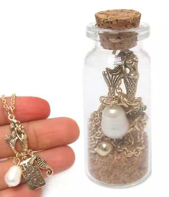 Sea Life Necklace In The Sea Sand Glass Bottle Pendant • $18.95