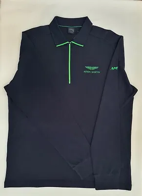 Hackett Aston Martin Racing Polo Shirt Long Sleeves Navy Size XL • £58