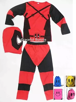 Deadpool Kids Costume Dress Up 3-10yrs Buy 2 Get A FREE Swim Bag • $23.79