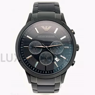 EMPORIO ARMANI AR2453 Black Stainless Steel Chronograph Fashion Men's Watch • $140