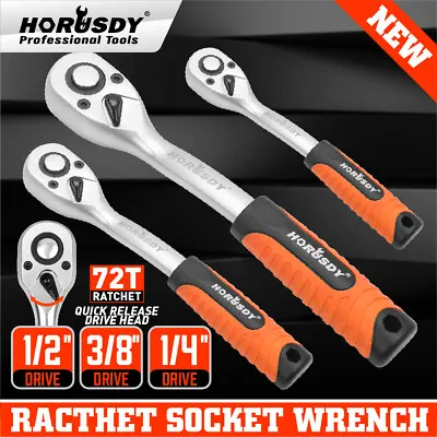 1/4  3/8  1/2  Drive Ratchet Socket Wrench Handle 72 Tooth Quick-Release Spanner • $28.79