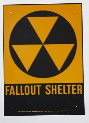 Vtg 1950s-60s Original Reflective Fallout Shelter Sign Galvanized Steel 10 X14  • $34.50