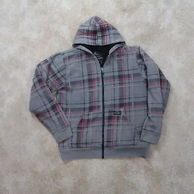 Empyre Sherpa Lined Plaid Hoodie Full Zip Men’s Large Long Sleeve Skater • $24.99