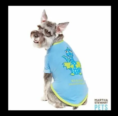 Martha Stewart Pets Blue Dog Shirt  Warning Dragon Breath  Size S • $8.99