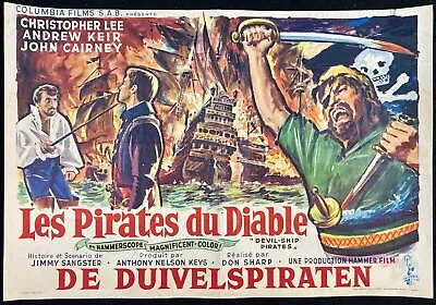 The Devil Ship Pirates Original Belgian Movie Poster Hammer Christopher Lee 1964 • £60