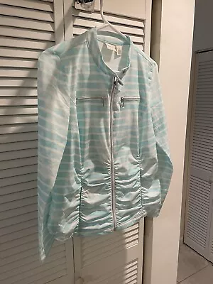 Zenergy By Chico’s Neema Watercolor Stripe Jacket Size 0- Small Full Zip Stretch • $14.50