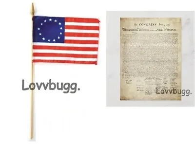 Colonial Flag & Mini Declaration For American Girl 18  Doll FREESHIP ADD-ONS! • $7.95