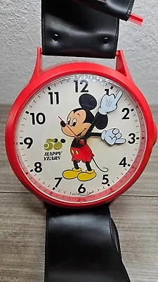 Mickey Mouse Wall Novelty Clock Vintage 50 Years READ DESCRIPTION BB2 • $34.99