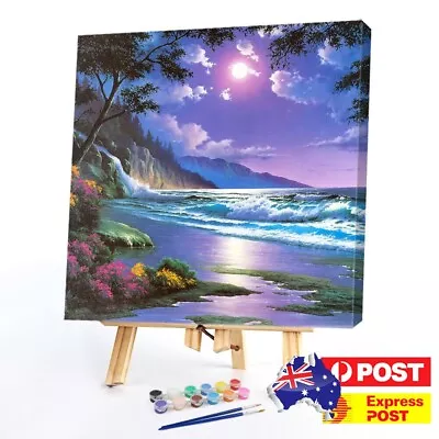 Paint By Numbers Kit DIY Beach Hand Oil Art Picture Craft Home Wall Decoration • $10.49