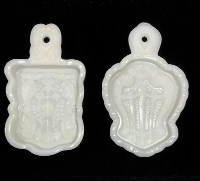 Pair Of Vintage Imperial Glass Butter Or Cookie Molds White Milk Glass • $42.90