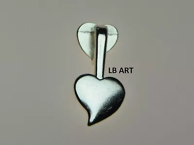 New Sealed 25 Pack AANRAKU Medium Silver Plated Heart Double Pendant Bails • $15.50
