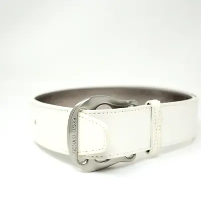 Michael Kors Women's Faux Vegan Leather White Silver Buckle Belt Large • $21