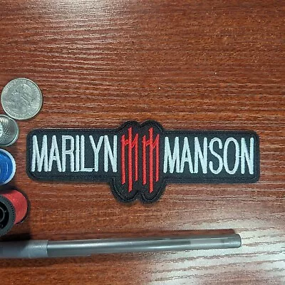 Marilyn Manson Patch Industrial Goth Rock Metal Embroidered Iron On 2.75x2.75  • $5