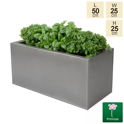 Zinc Silver Kitchen Metal Planters Herb Garden Outdoor Patio By Primrose L50cm • £37.98