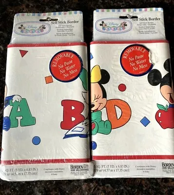 Vtg 1993 Disney Babies Self Stick Border Wall Paper Mickey Mouse 5 Yards Set 2 • $22.39