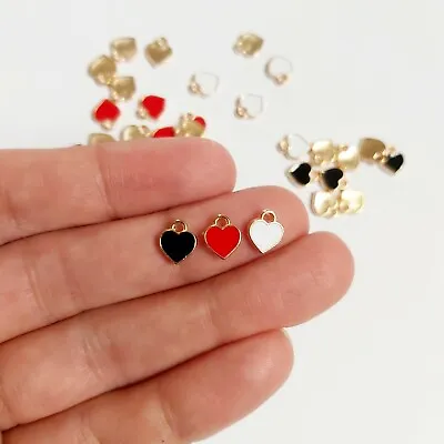 Mini Heart Shaped Enamel Charm Connector Link Earring Necklace Pendant Finding  • £2.99