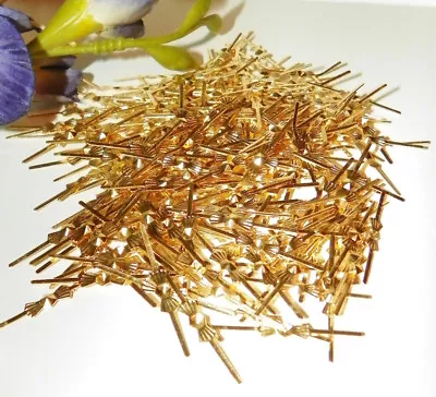 100 (25mm) BRASS CHANDELIER LAMP PARTS CRYSTAL PRISM BEAD BOWTIE CONNECTOR PINS • $7.11