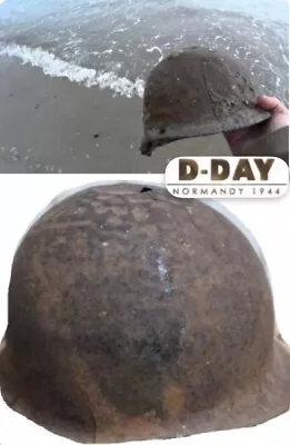 Original WW2-US HELMET RELIC From Fox Green Sector Omaha Beach D-Day • $855