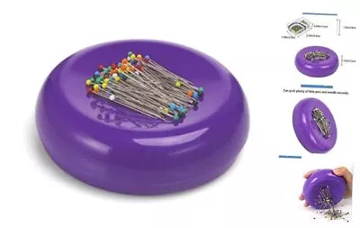  Magnetic Pin Cushion With 100 Plastic Head Pins Magnetic Pins Holder Purple • $17.36