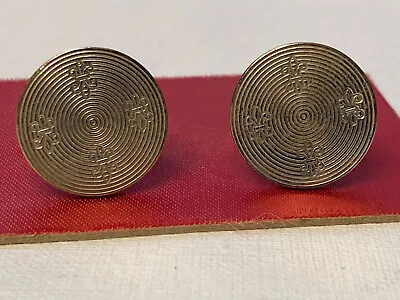 Men's Vintage Round Cufflinks Fleur De Lis Design Mid Century • $10