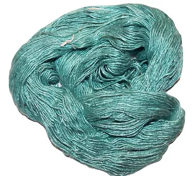 30 Yards Duke SILK Lace Weight Shiny Yarn Sea Green For Weaving Felting • $2.99