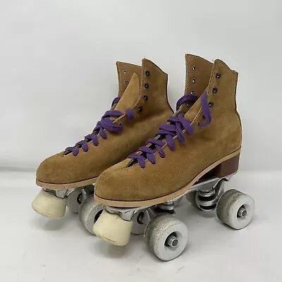 Vintage Riedell 130L Jogger Suede Leather Roller Skates Sure Grip 2 Womens 5 • $115