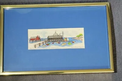 Original 1980s SIGNED Watercolor Painting Rockport Mass Sail Boats /Boats/ Docks • $85