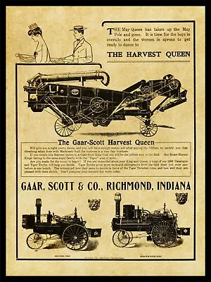 1906 Gaar Scott Harvest Queen Traction Engine NEW Metal Sign: Richmond Indiana • $19.88