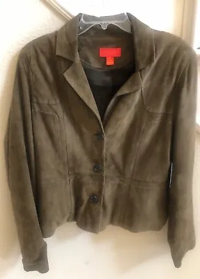 Vintage Elements By VAKKO Olive Leather  Suede  Button Front Jacket Lined XL • $24.99