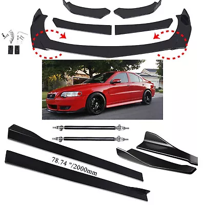 Front Bumper Chin Lip Splitter Spoiler Body Kit+Strut Rods For Volvo C30 C40 • $79.99