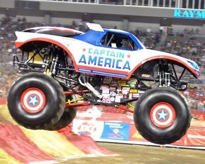 Captain America Monster Truck Running On Track 8x10 Glossy Photo #b3 • $2.69