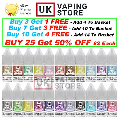 V4 Vapour 10ml E-Liquid 3MG 6MG 12MG Vape Liquid For E Cig Pod Kits All Flavours • £3.99