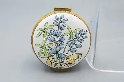 $125 • Buy Crummles – Texas Bluebonnet Flower, Bilston & Battersea Style Enamel Trinket Box