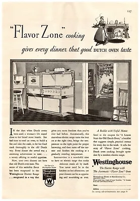 1929 Westinghouse Electric Range Vintage Print Ad Flavor Zone Cooking Dutch  • $8.99