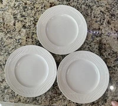 3 Mikasa Italian Countryside 9.25  Salad/Lunch Plates All White Ribbed ~ MINT • $24.99