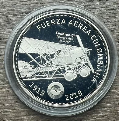 Colombia Air Force Colombiana 10000 Pesos Commemorative Coin Box 2019 Proof COA • $39.99