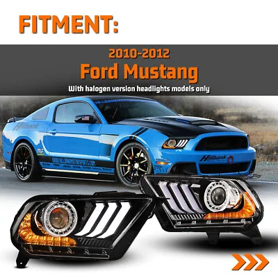 LED Projector Headlights For 2010-2012 Ford Mustang Sequential Turn Signal Pair • $249.99
