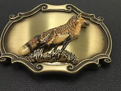 Vintage 1980's Brass Raintree Belt Buckle 3D Fox Figurine Western Wear Heavy • $24.98