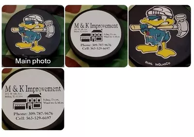 Quad City Mallards Uhl M & K Improvement Sponsor Vintage Rare Puck Inglasco 🇸🇰 • $35