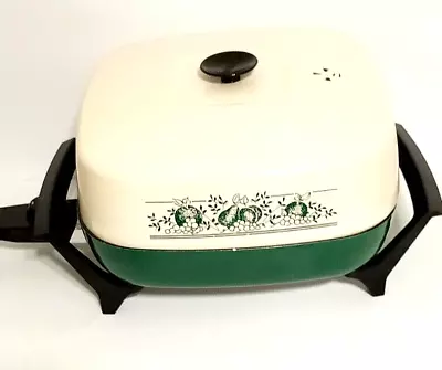 West Bend Completely Immersible Floral Green/White 12x12in Electric Skillet VTG • $17.60