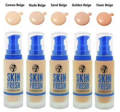 W7 Skin Fresh Face Liquid Foundation Flawless Dewy Finish Naturally Long Lasting • £6.99