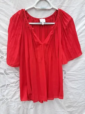 $24 • Buy Violet &claire Blouse Tunic L Red Accordian Pleated
