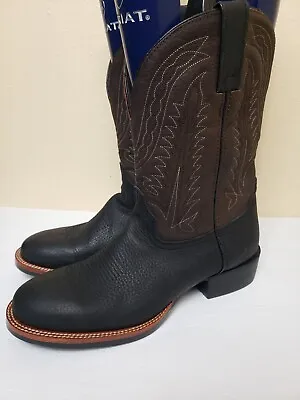 Men ACME Cowboy Boots Western Black/Brown Leather Rubber Sole US Size 11.5 D • $85